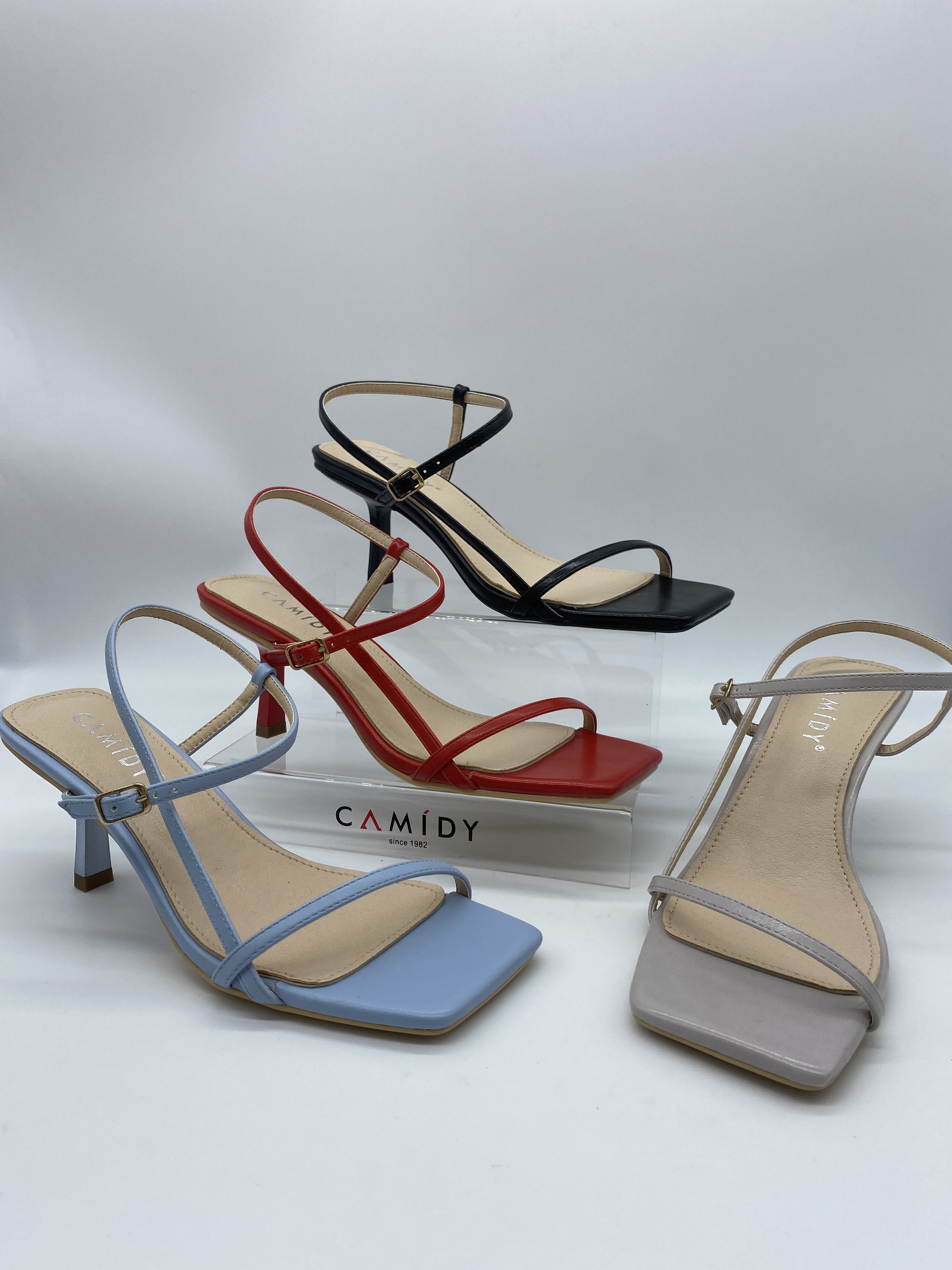 CAMIDYSS2021 women's sandals square head with chunky heels fashion PU women's shoes