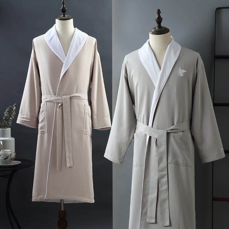 Custom hot sale double layer supre soft high quality white or color for adults men women hotel bathrobe night gown