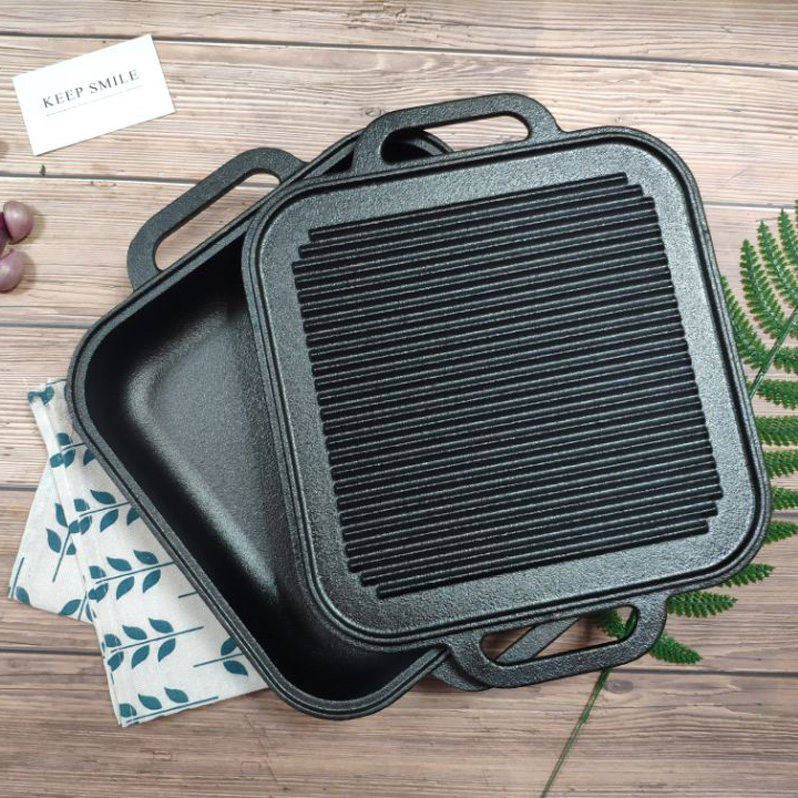 Cast iron fry grill set