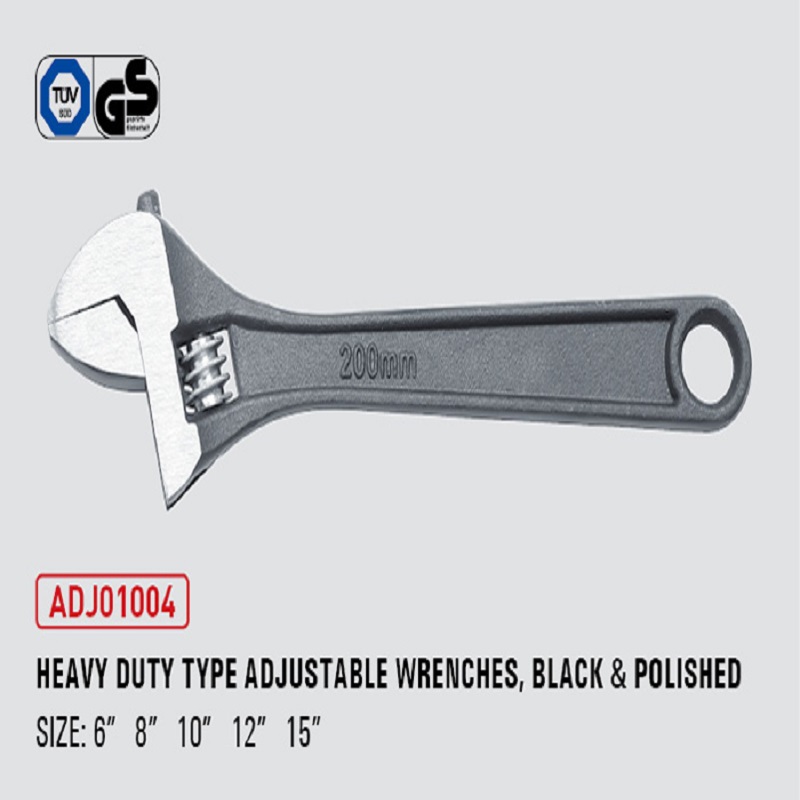 Heavy Duty Type Adjustable Wrenches，black&polished