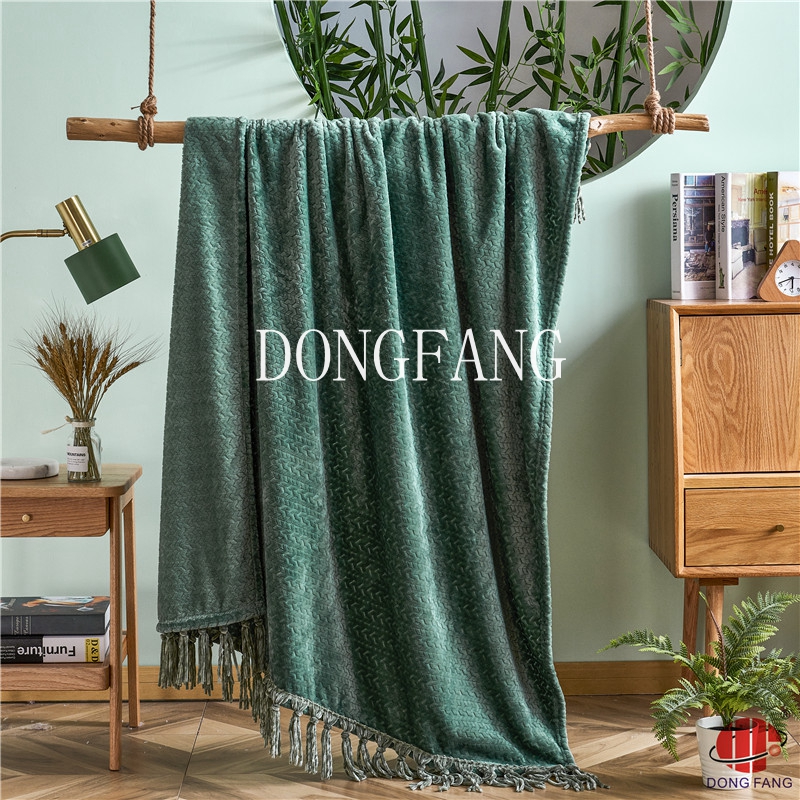 solid jacquard flannel blanket