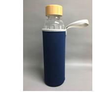 glass water bottle with bamboo lid and sleeve