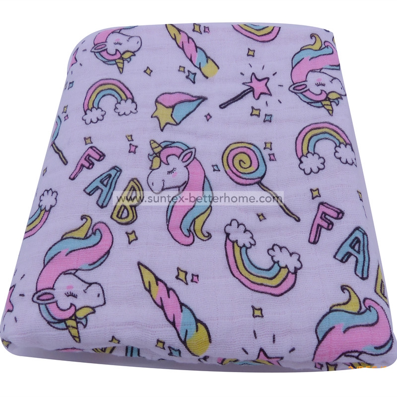 Custom 4 Layers Bamboo/Cotton Muslin Baby Swaddle Blankets