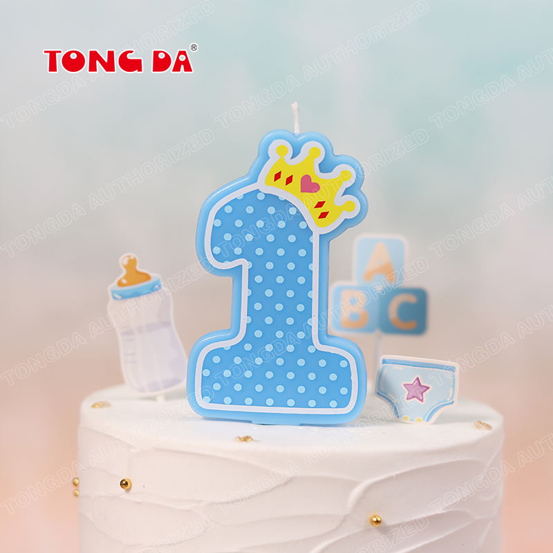 Creative Candle Children's Birthday Digital Cake Candle Crown Flash Powder Blue Dessert Desk Dressed up Cartoon Smokeless Candle