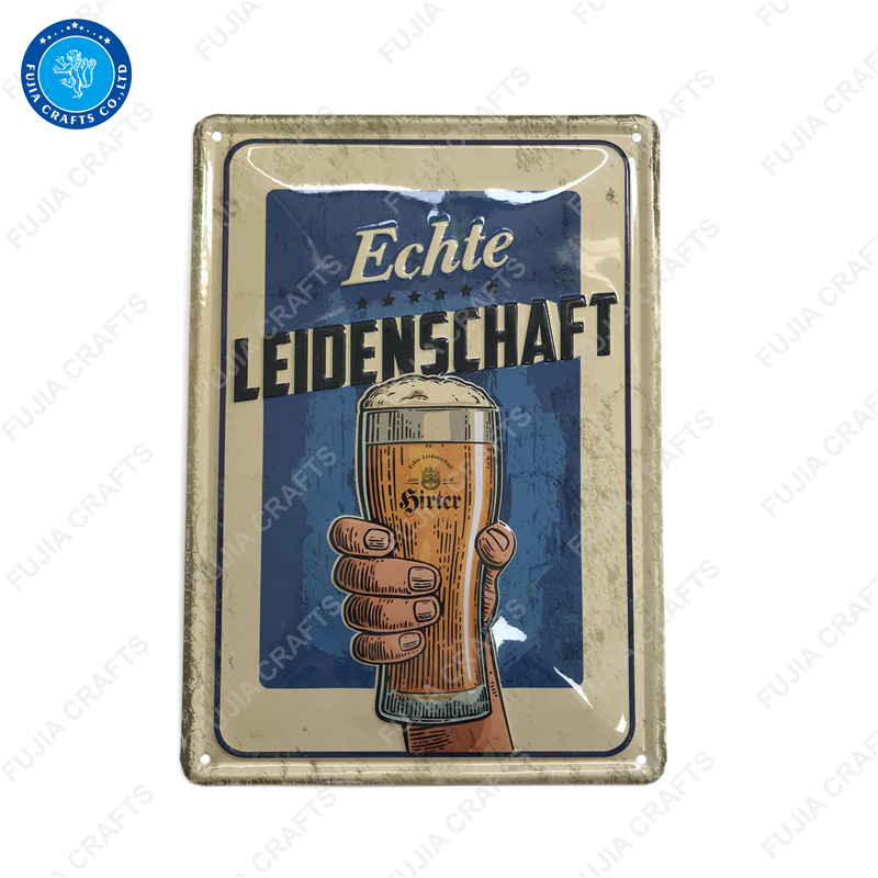 Wholesale Cheap Price Custom 3d Printed Metal Beer Tin Sign Souvenir Wall Decoration for Pubs
