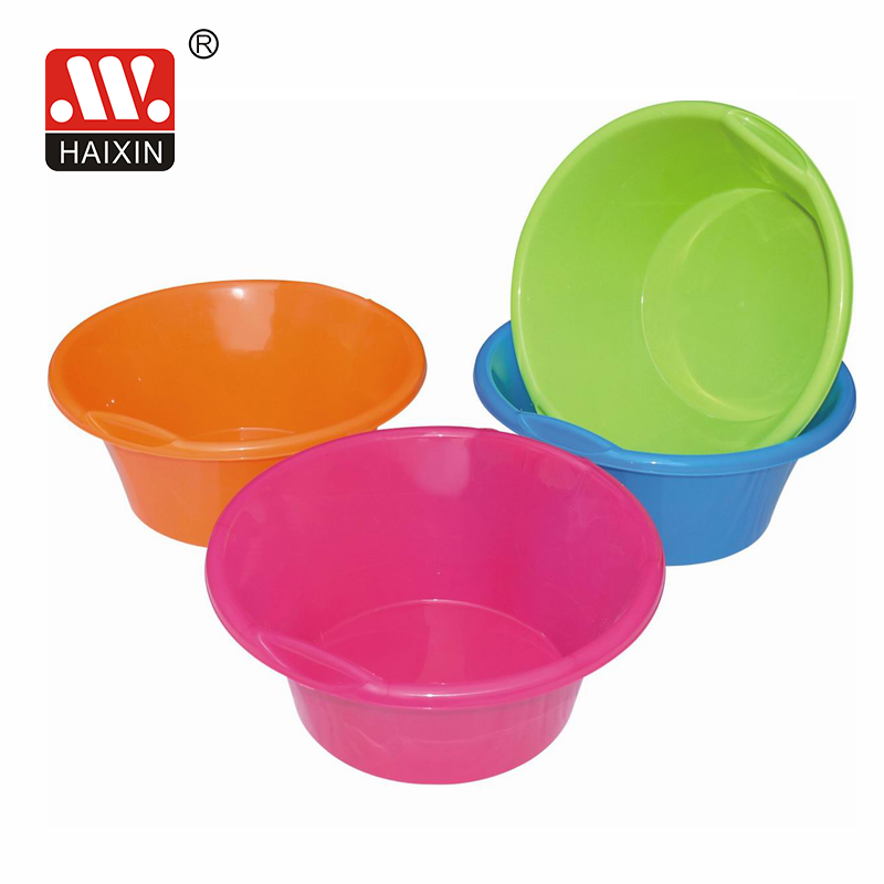 Haixin Plastic bathroom washing round basin with handles 6088 bpa free plastic laundry bucket