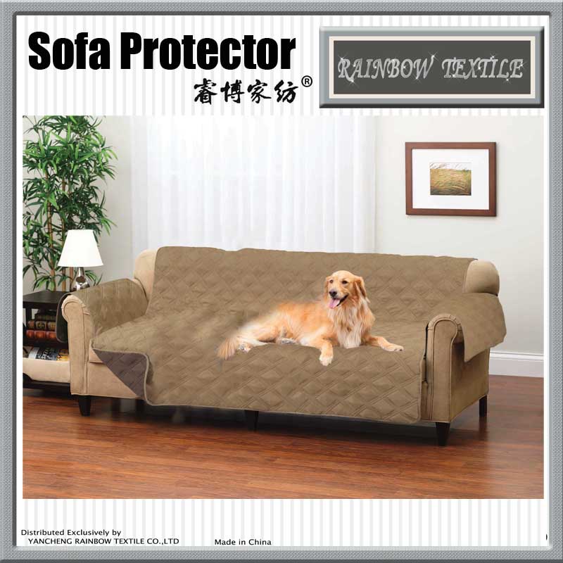 Luxury micro suede polyester reversible solid print quilting sofa protector