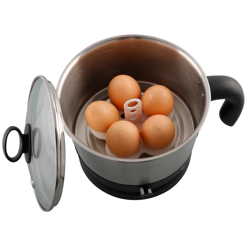1.2L Multi-function Automatic Ramen Mini Electric Hot Pot Stainless Steel Rapid Electric Noodles Cooker with Free Rack