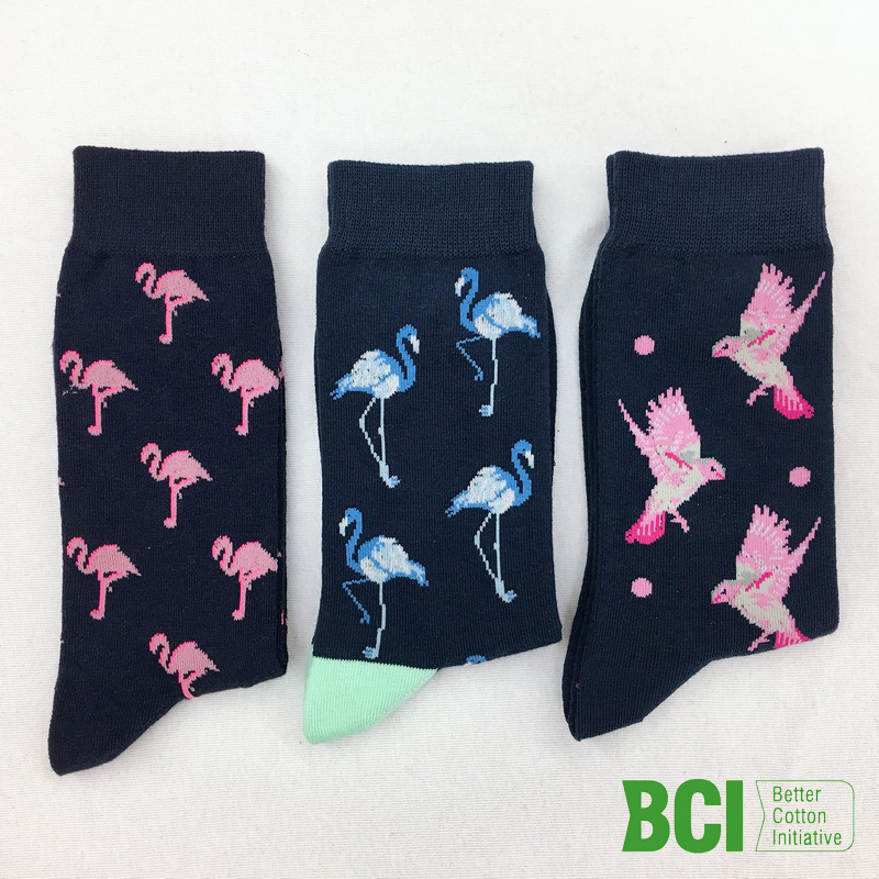Womens jacqurd socks with responsible cotton from BCI