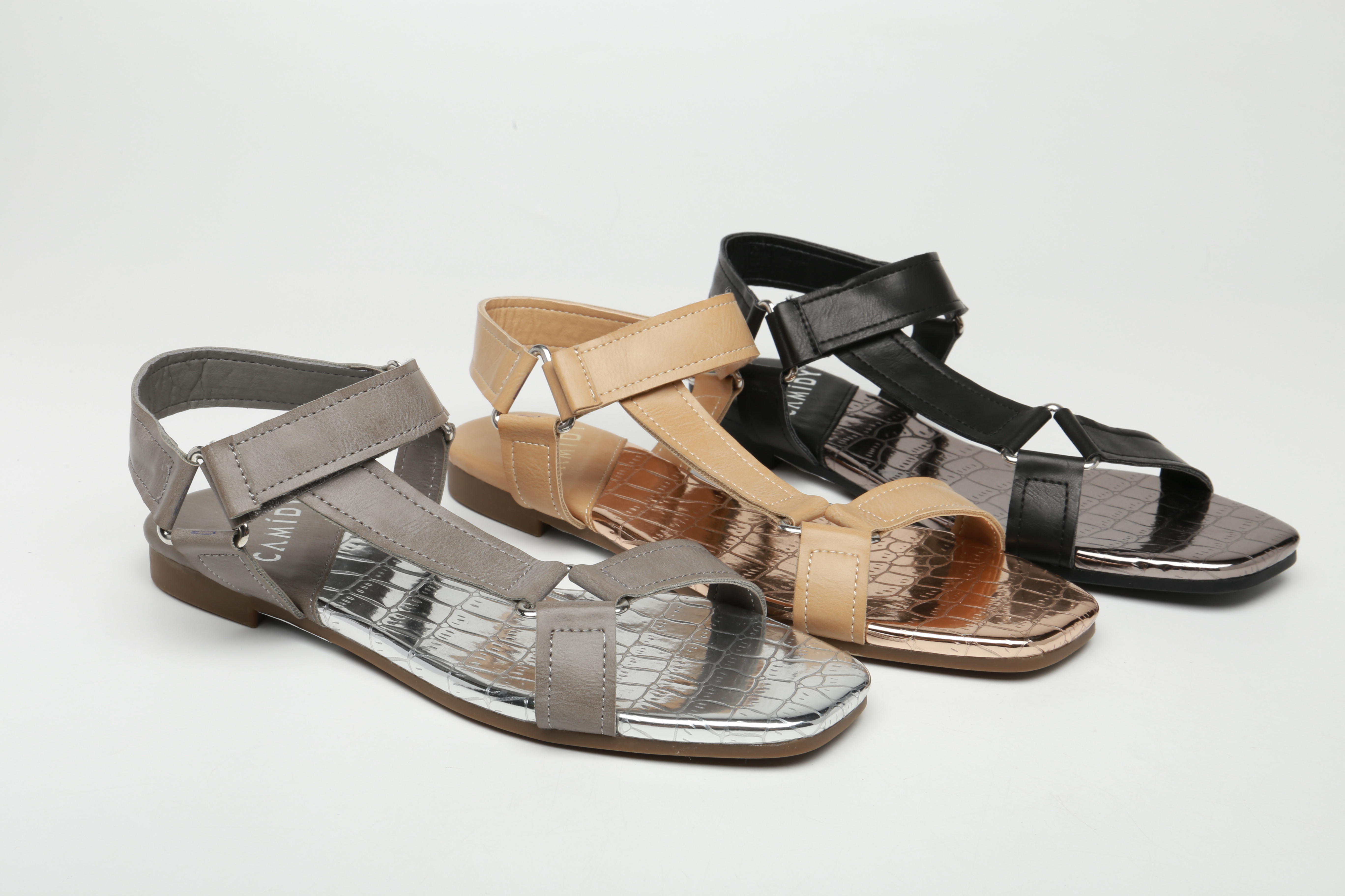 CAMIDYSS2021 women's sandals small square head flat fashion animal print PU women's shoes
