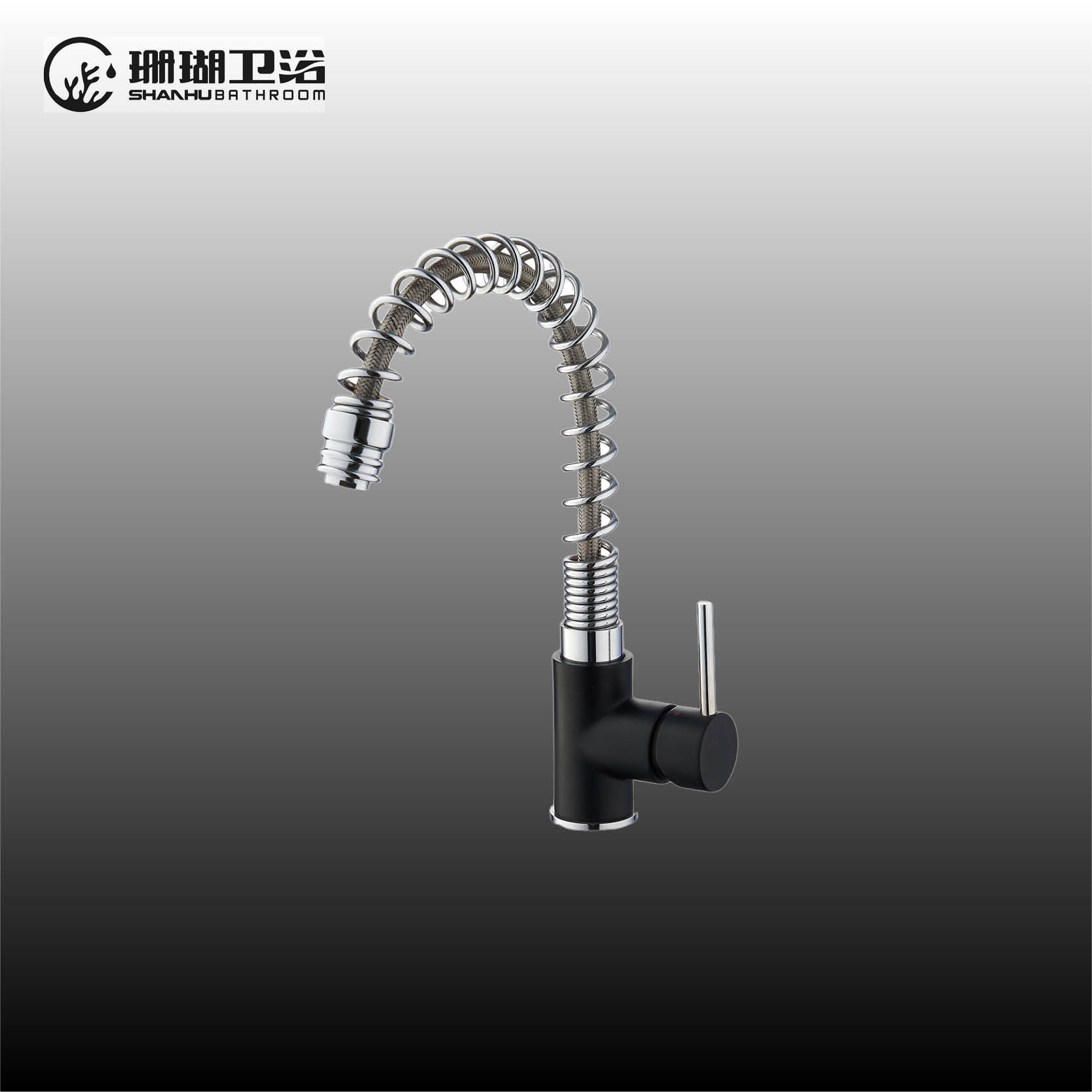 Single lever kitchen mixer with pull-out handshower