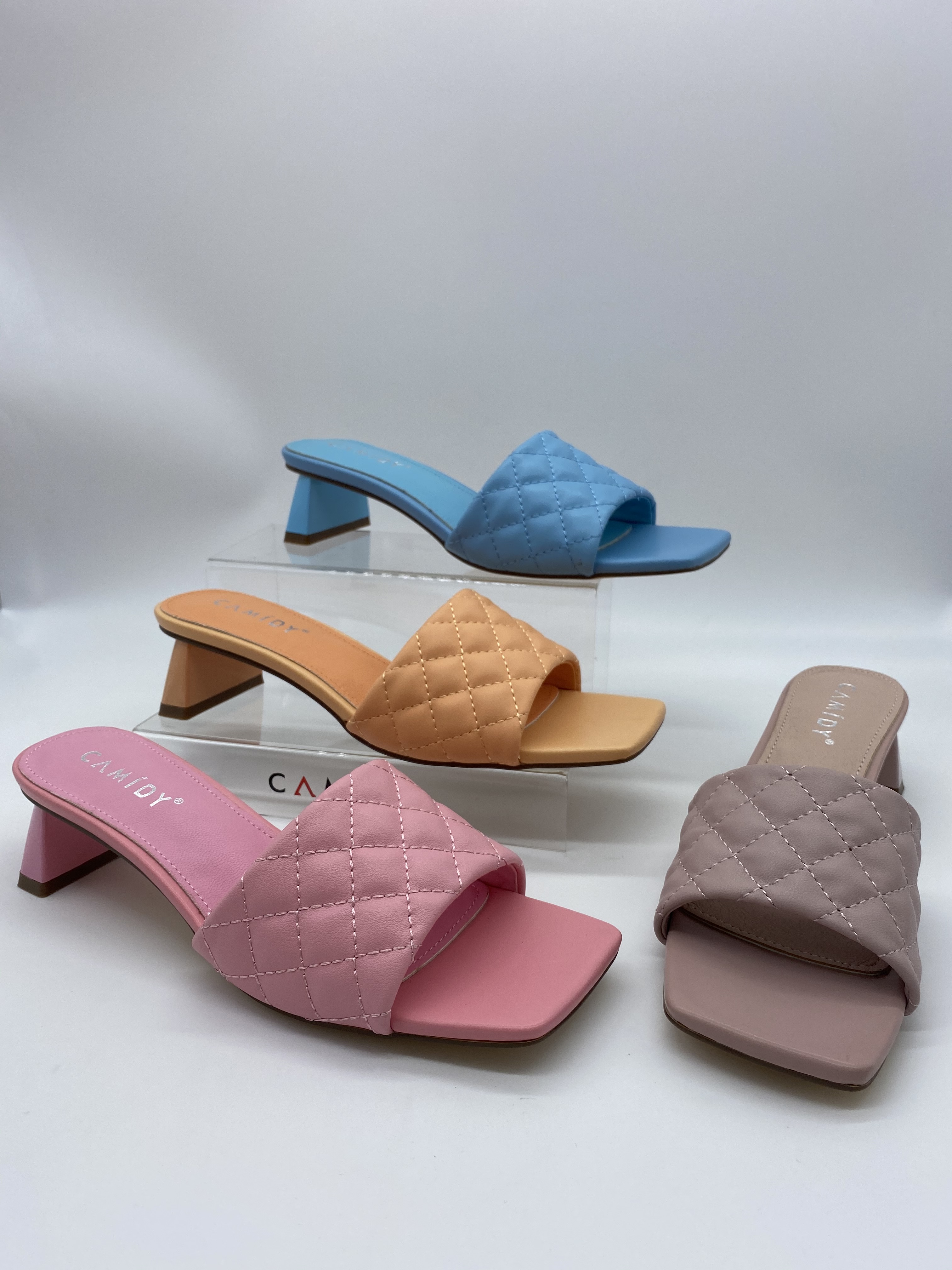 CAMIDYSS2021 women's sandals square head with chunky heels fashion PU women's shoes