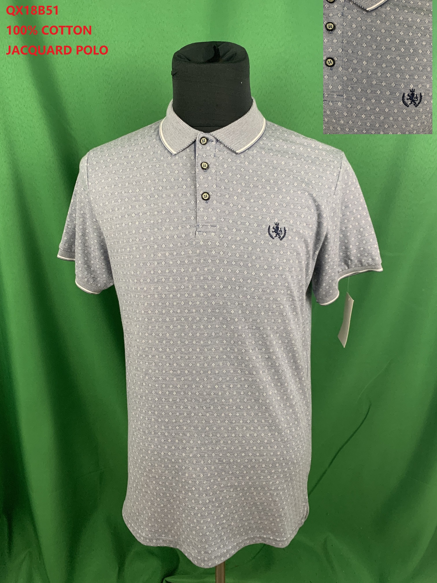 Qx18b51 100% Cotton Jacquard Polo