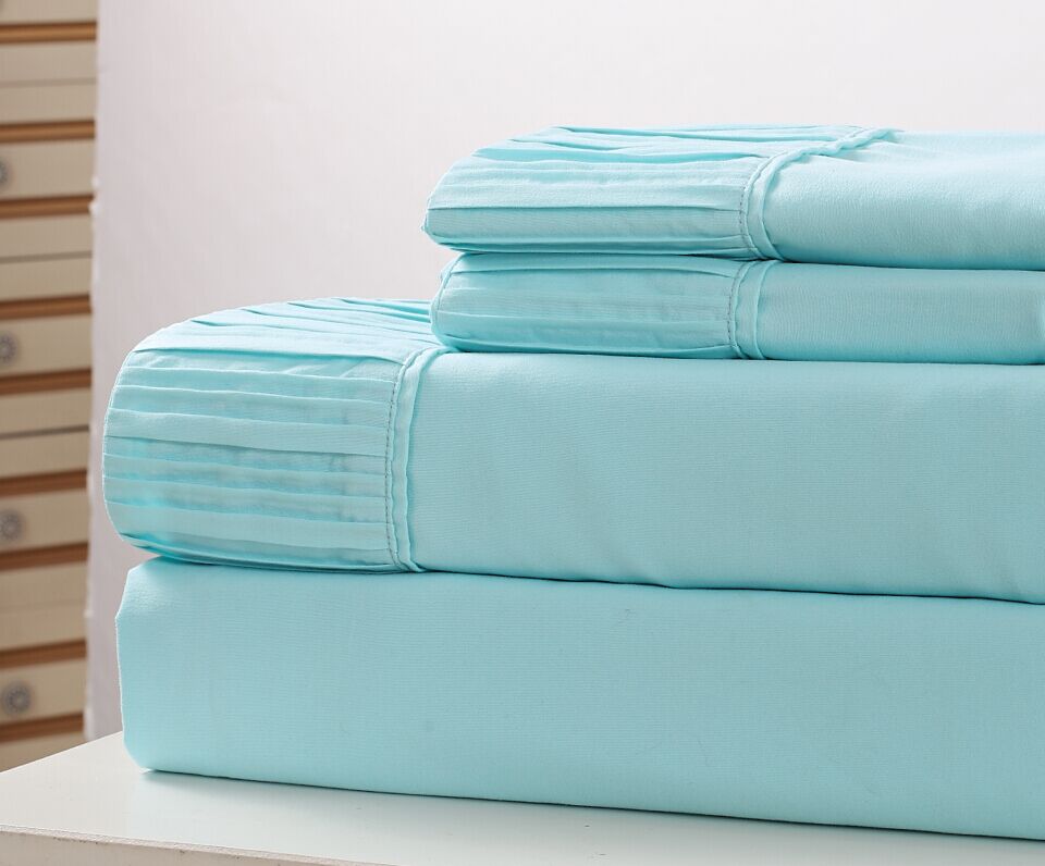 Soft Brushed 90gsm Microfiber Extra Deep Pocket Pleated Sheet Set 4pcs