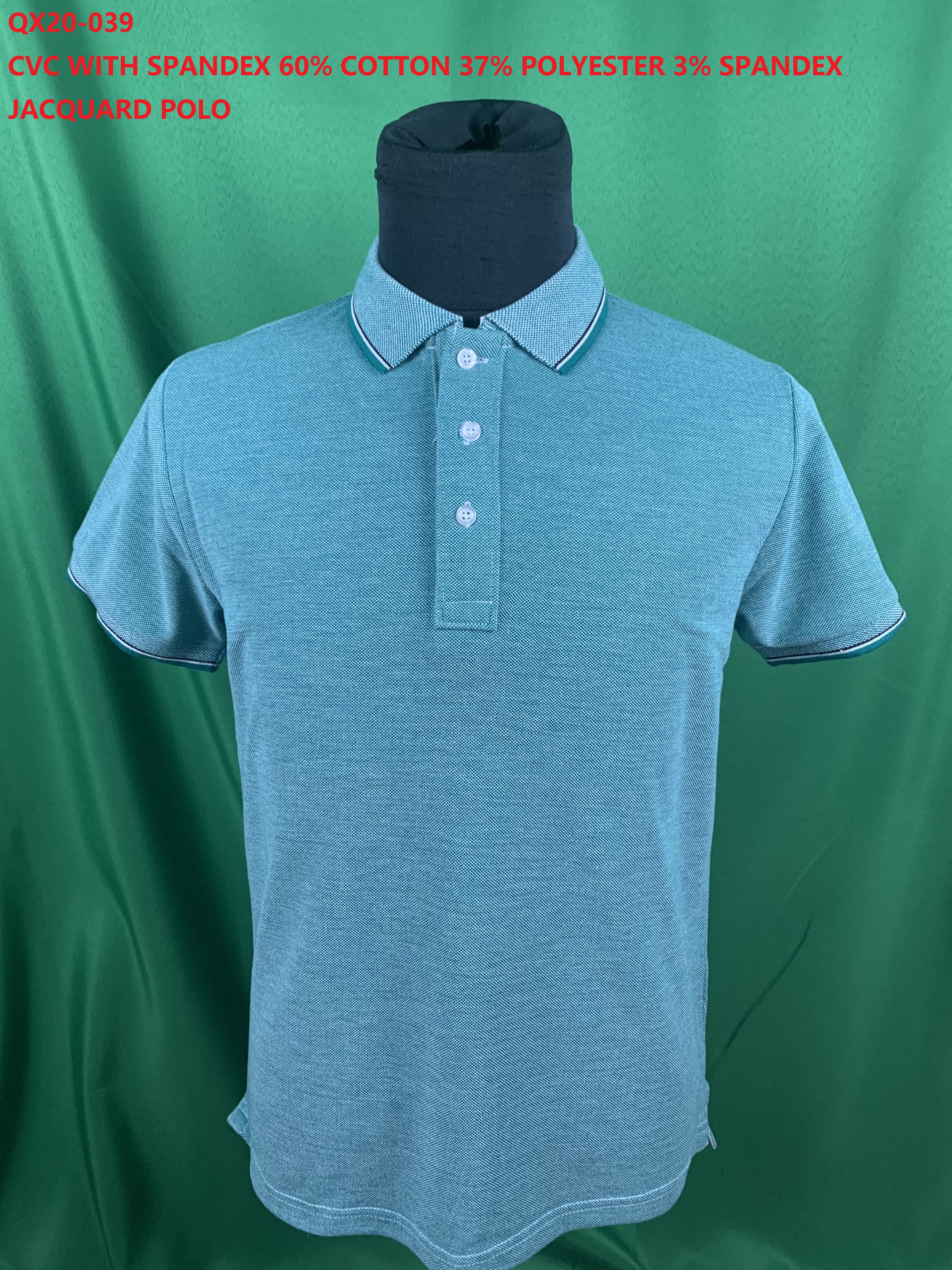 Qx20-039 Cvc With Spandex Jacquard Polo