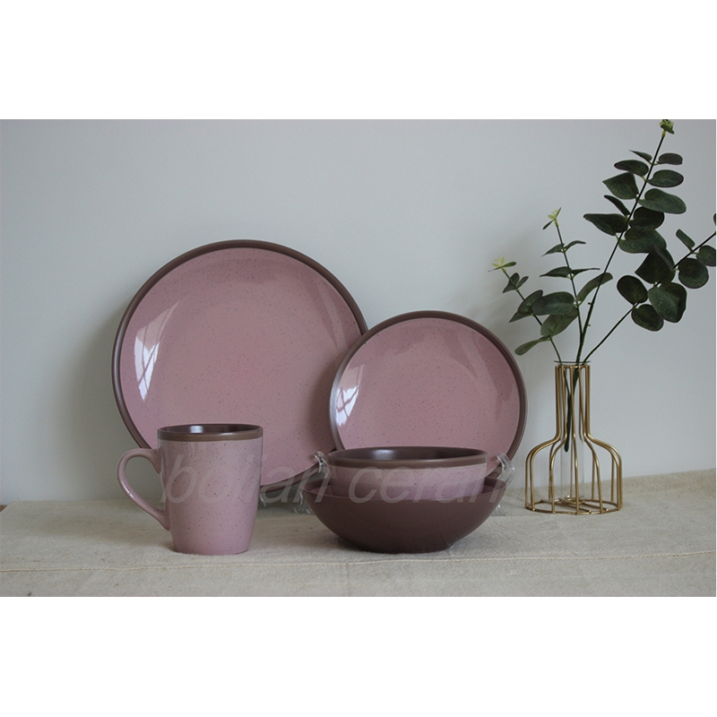 2-tone matte glaze with speckles dinnerware