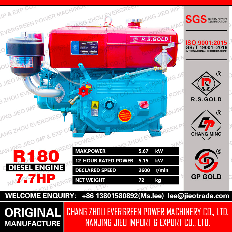 Air Cooled Diesel Engine R180a 7hp-8hp Agriculture Machine Manufacturer