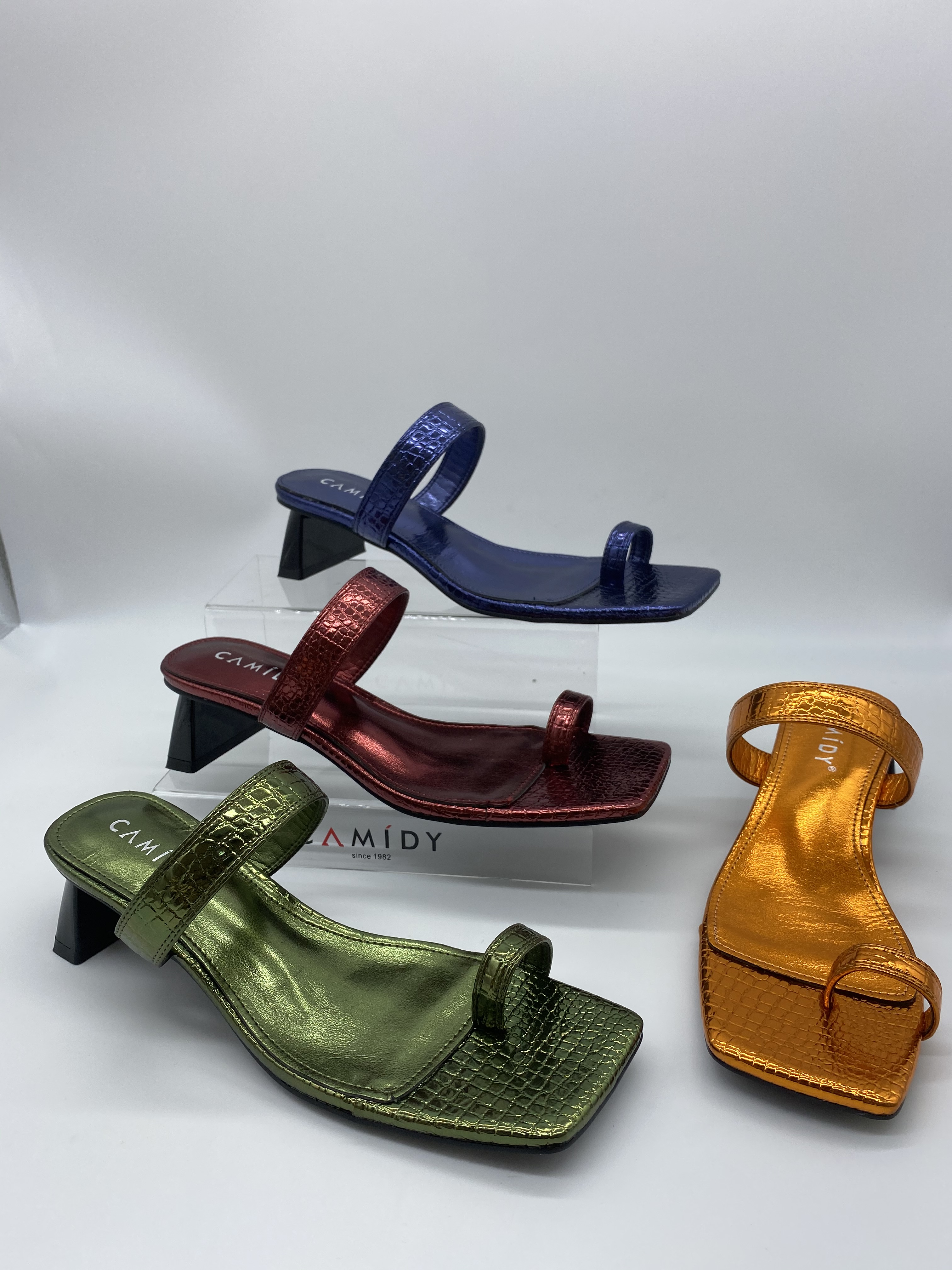 CAMIDYSS2021 women's sandals square head with chunky heels fashion PU women's shoes