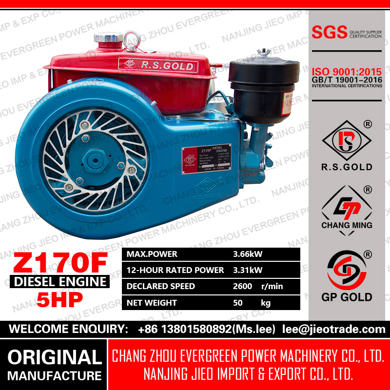 Air Cooled Diesel Engine Z170f 5hp Agriculture Machine Manufacturer