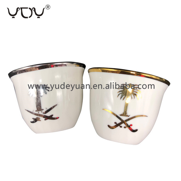 wholesale promotion 90cc gold rim new bone china 12pcs cawa cup set
