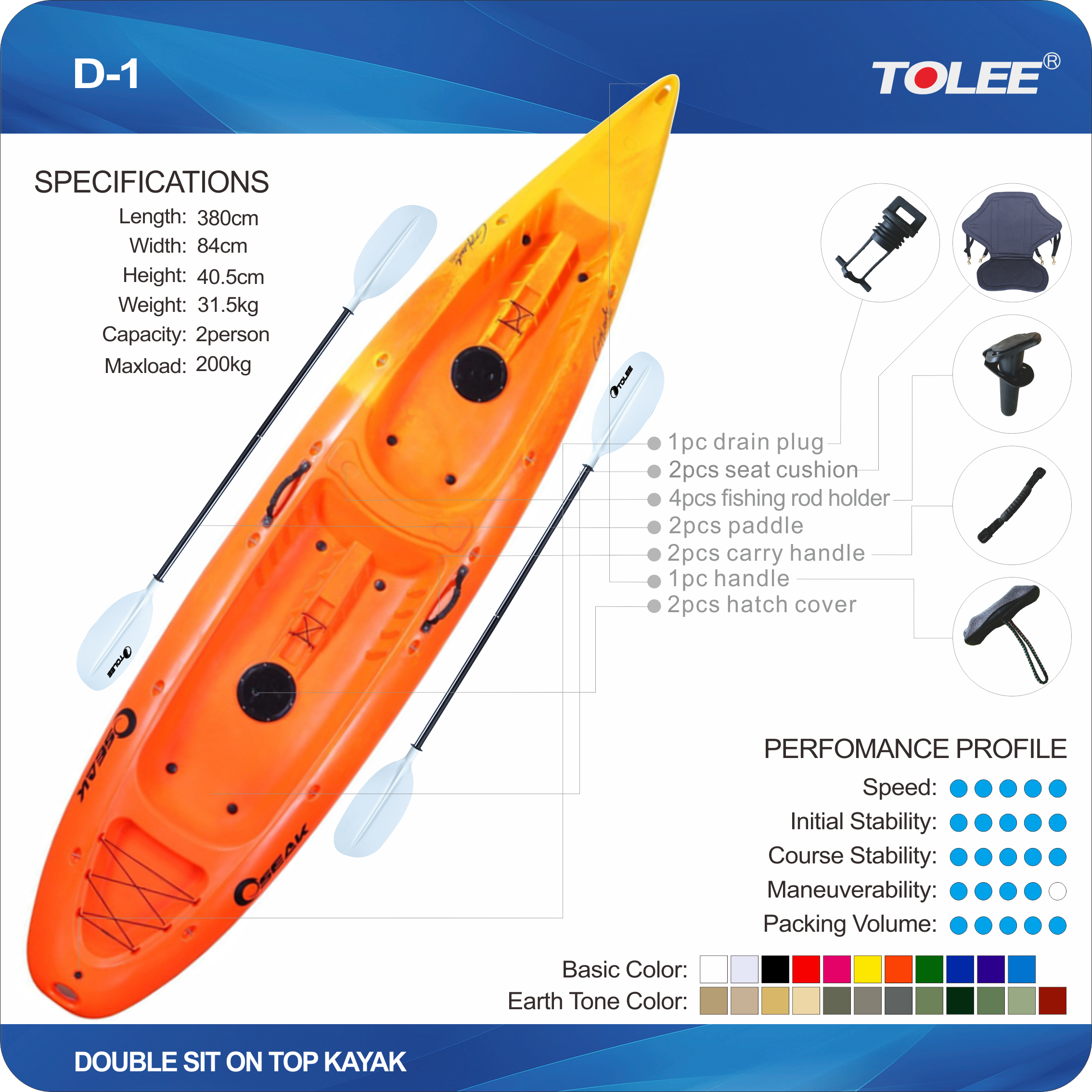 Double sit on top kayak D-2
