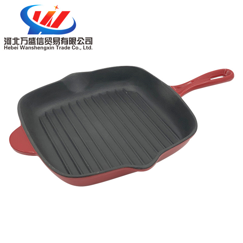 26CM Cast Iron Grill Pan Skillet Steak Pan