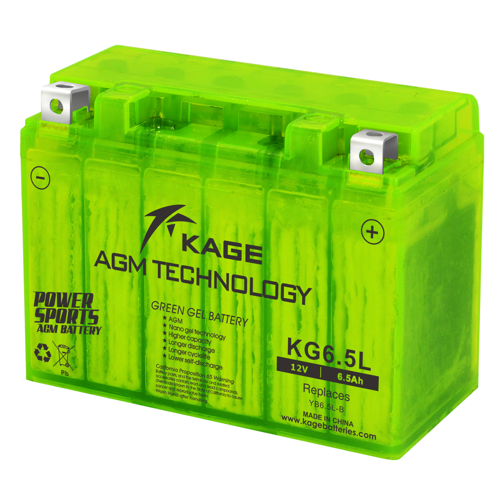 Motorcycle battery KG6.5L Green Gel Battery