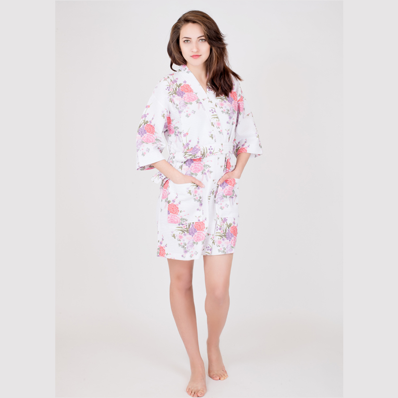 Printed Waffle Robe