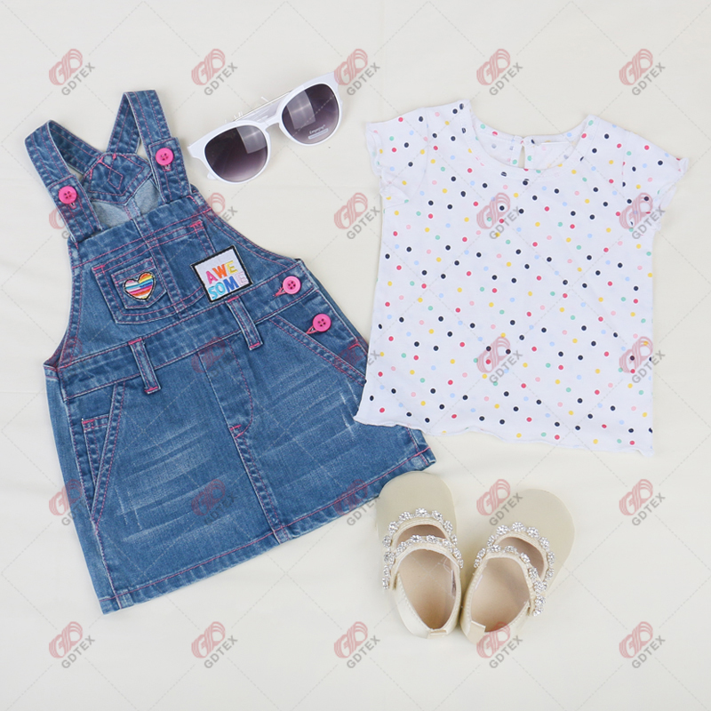 Baby Girl Denim Badges Pinny Set