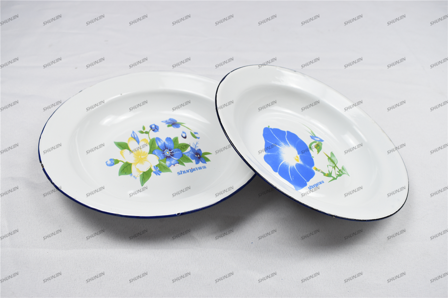 enamel soup plate deco & plain