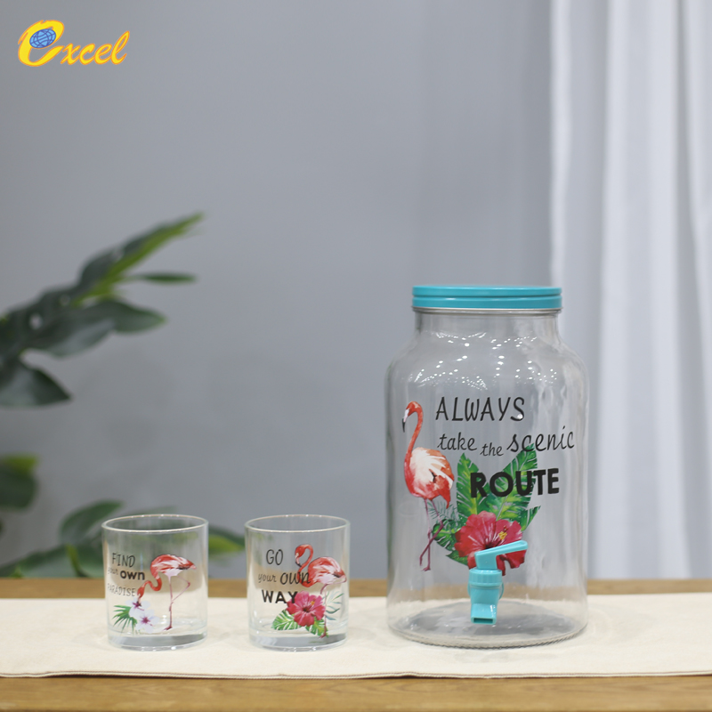 decal glass dispenser and jar