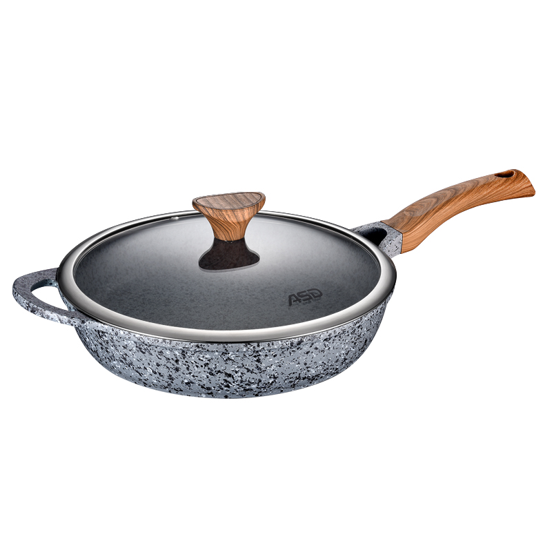 ROCK die cast aluminum nonstick marble deep frypan 28CM