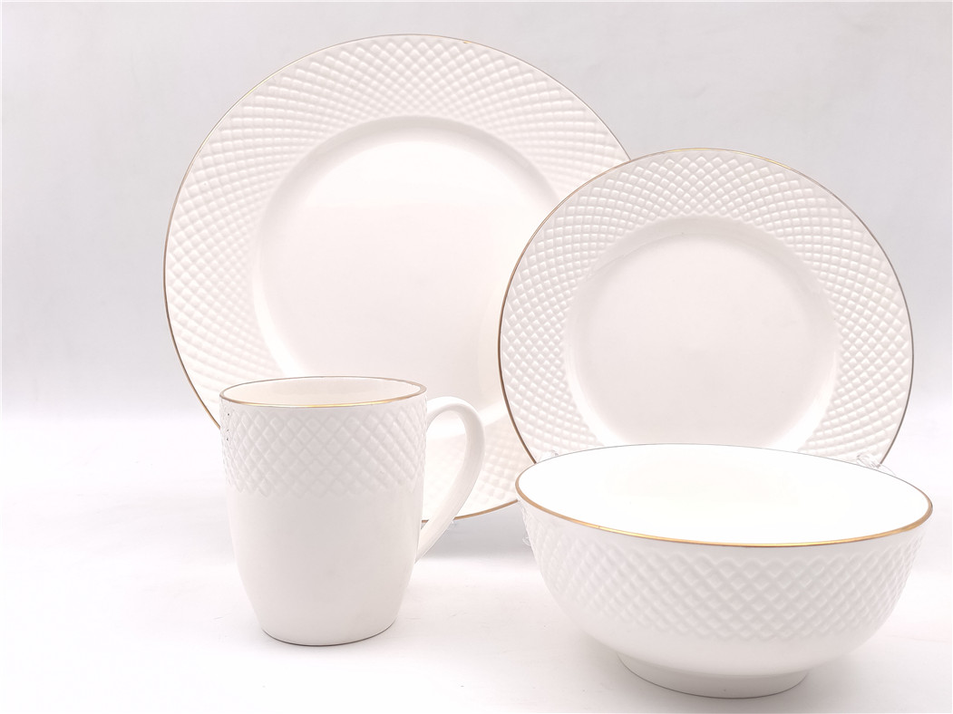 Manufacturer Wholesale Good Price Restaurant Crockery Set Dinner, Factory Hotel Relief Porcelain dinnerware pottery dinnerset