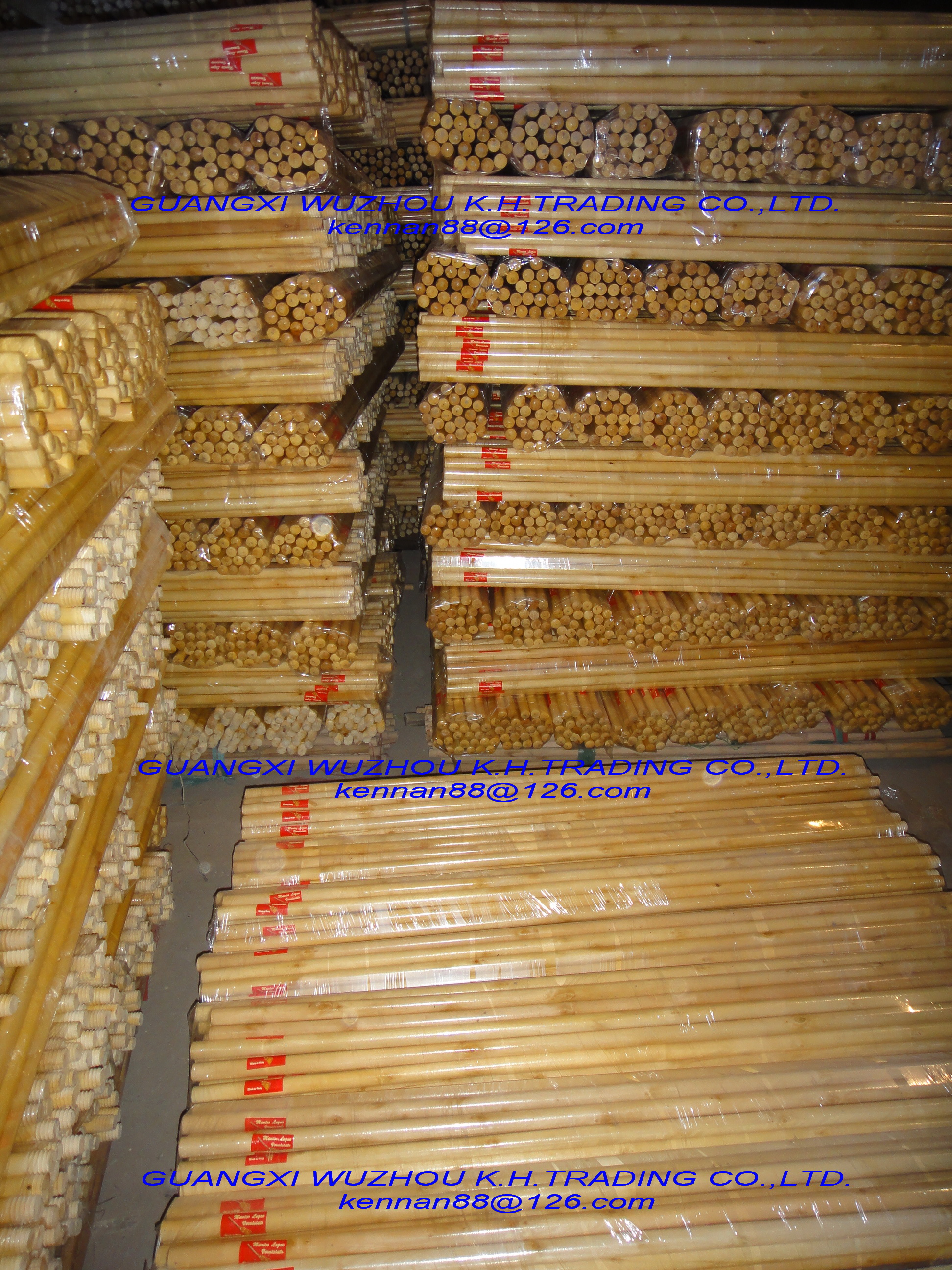 varnished wooden handles