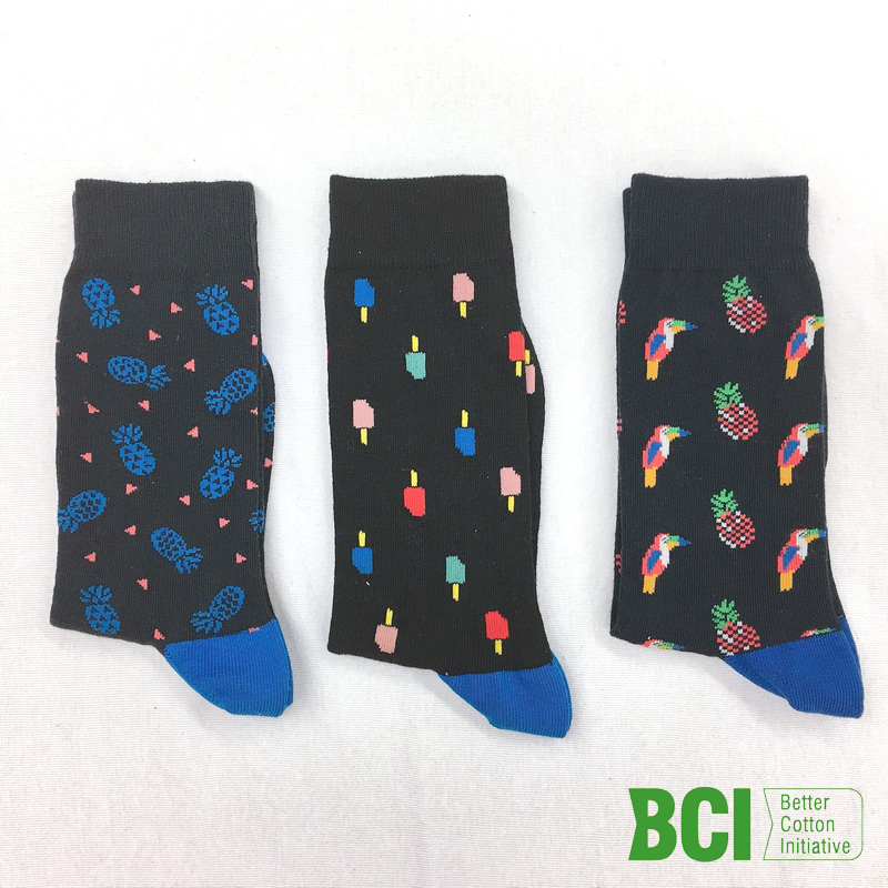 mens jacqurd socks with responsible cotton from BCI