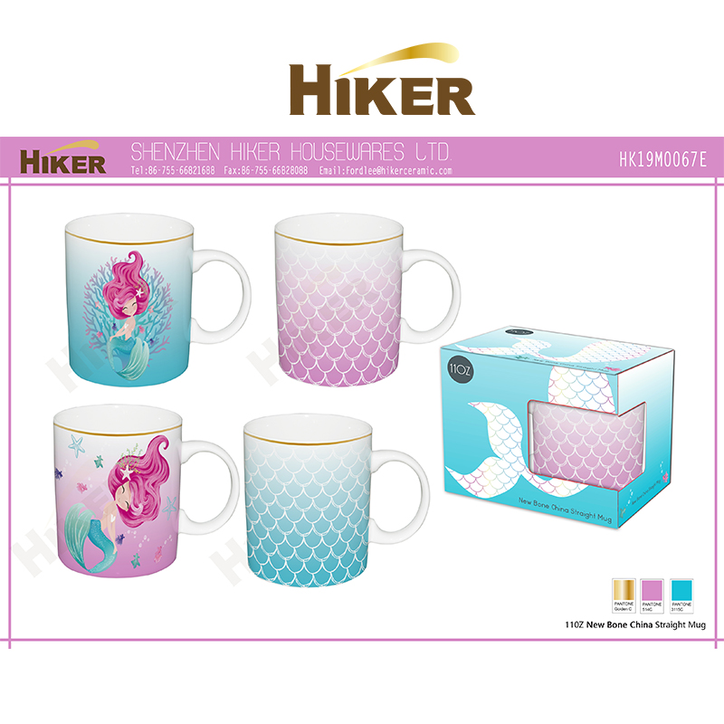 New bone china 11oz can shape mug with decal - Mermaid design