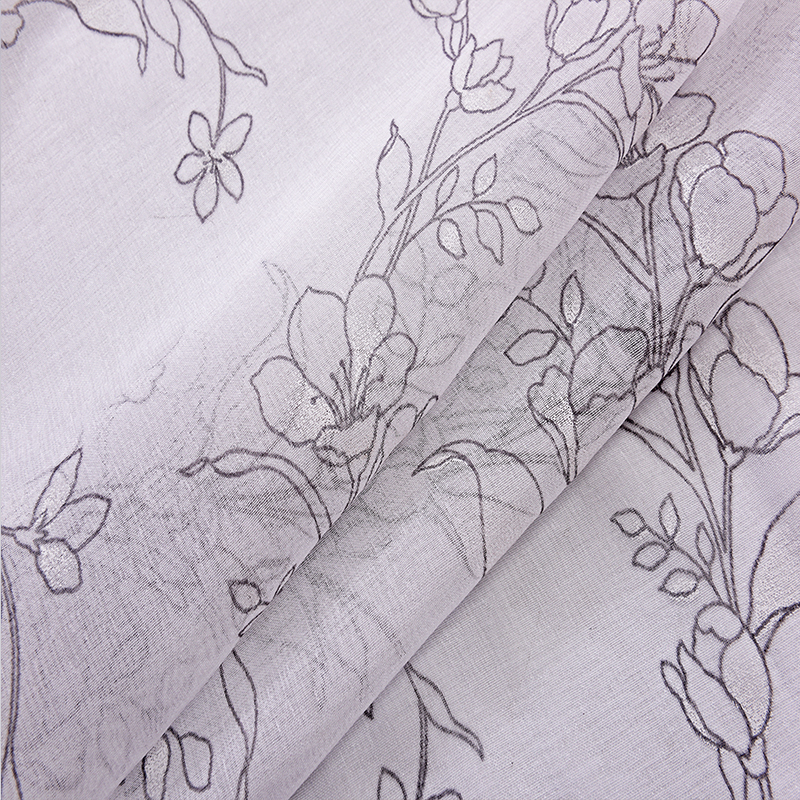 CURTAIN A3934 FANCY floar printed curtain white sheer modern style for lving room window covering