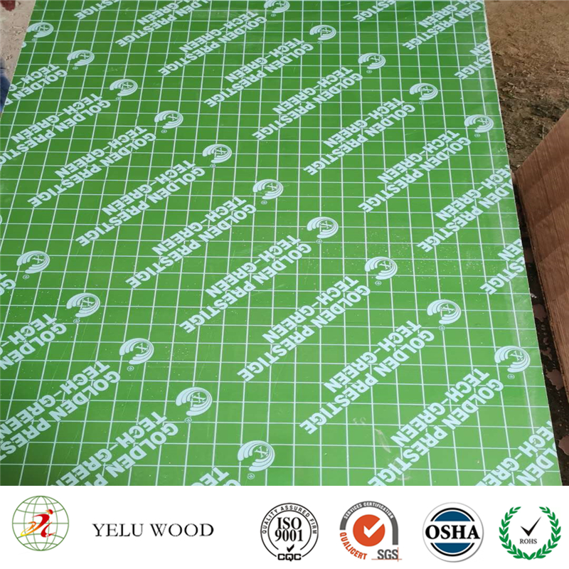 Green plastic film faced plywood