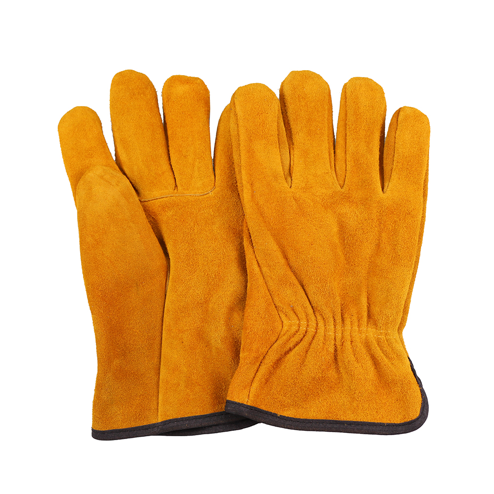 Cow split leather full lining white fleece cold weather driver glove