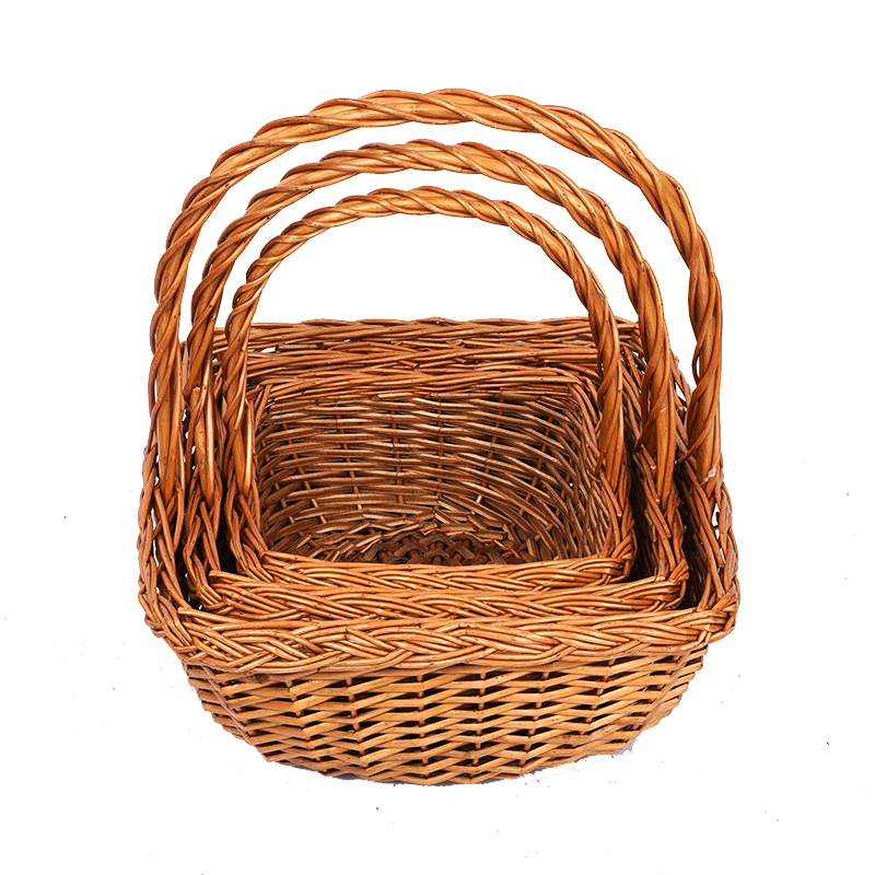 1ACustomize Wholesale Willow Gift Packing Handmade Woven Fruit Storage Christmas Natural Wicker Basket recycle wholesale reusable shandong qingdao linyi linshu
