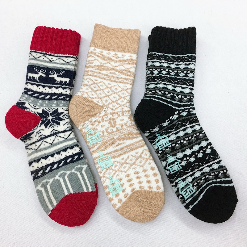Mens acrylic jacquard home socks