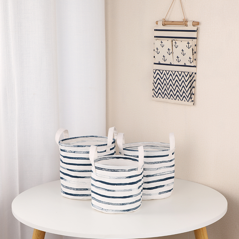 Small round barrel set of three storage baskets