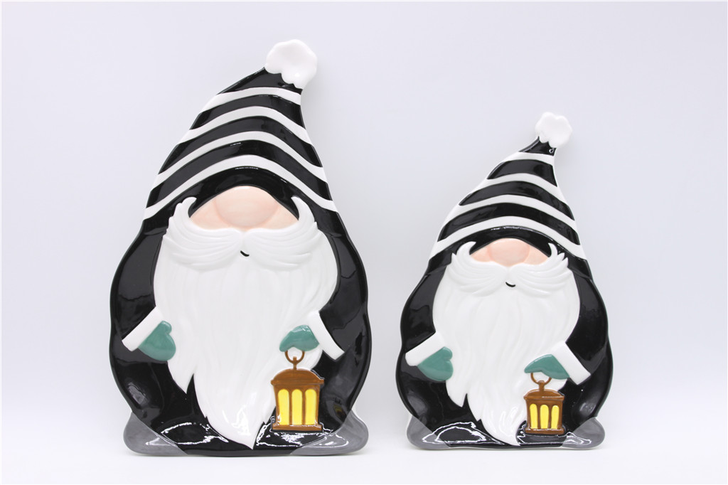 Ceramic Gnome Plate, Hand-painted Christmas Plate