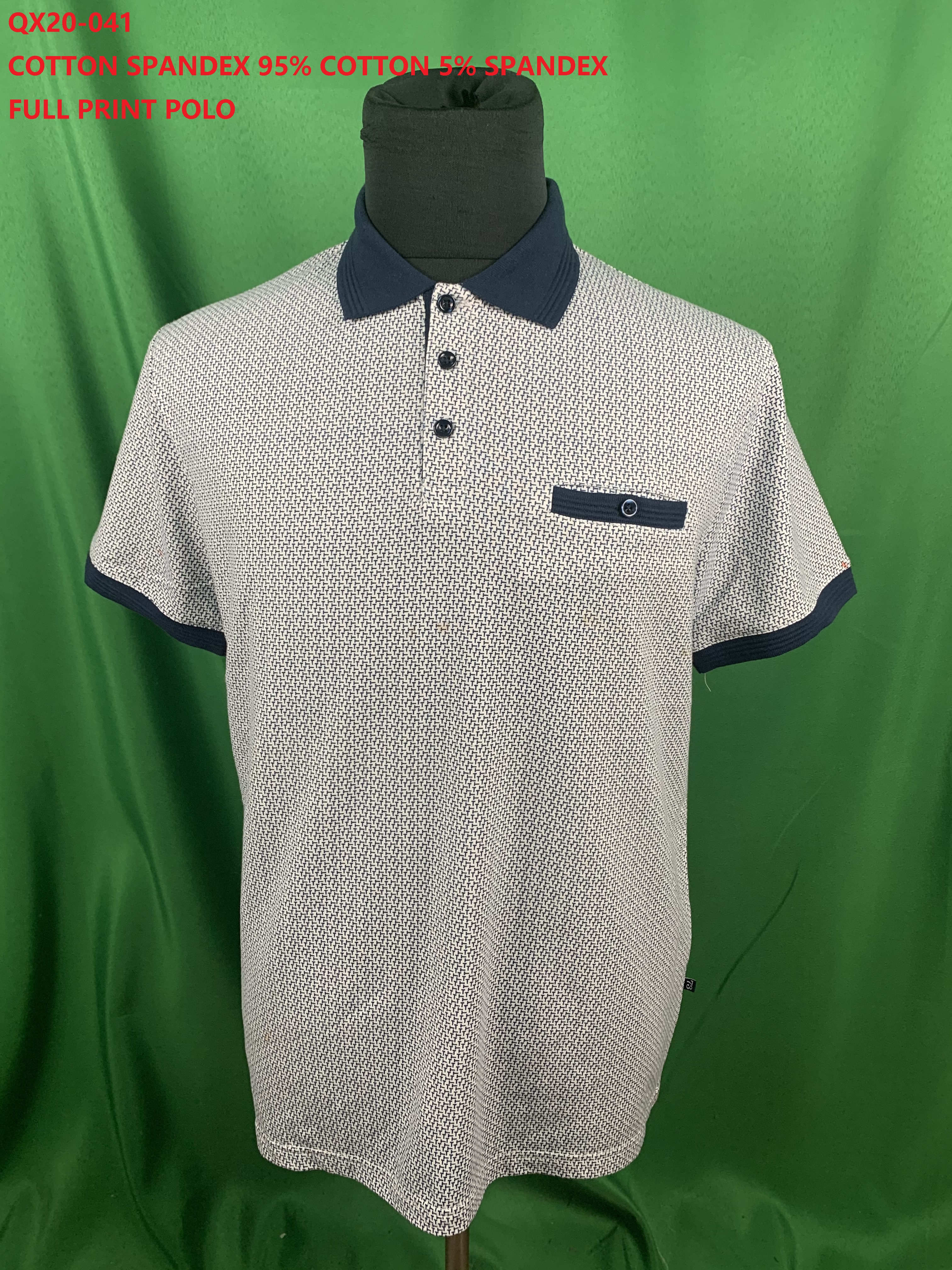 Qx20-041 Cotton Spandex Full Print Polo