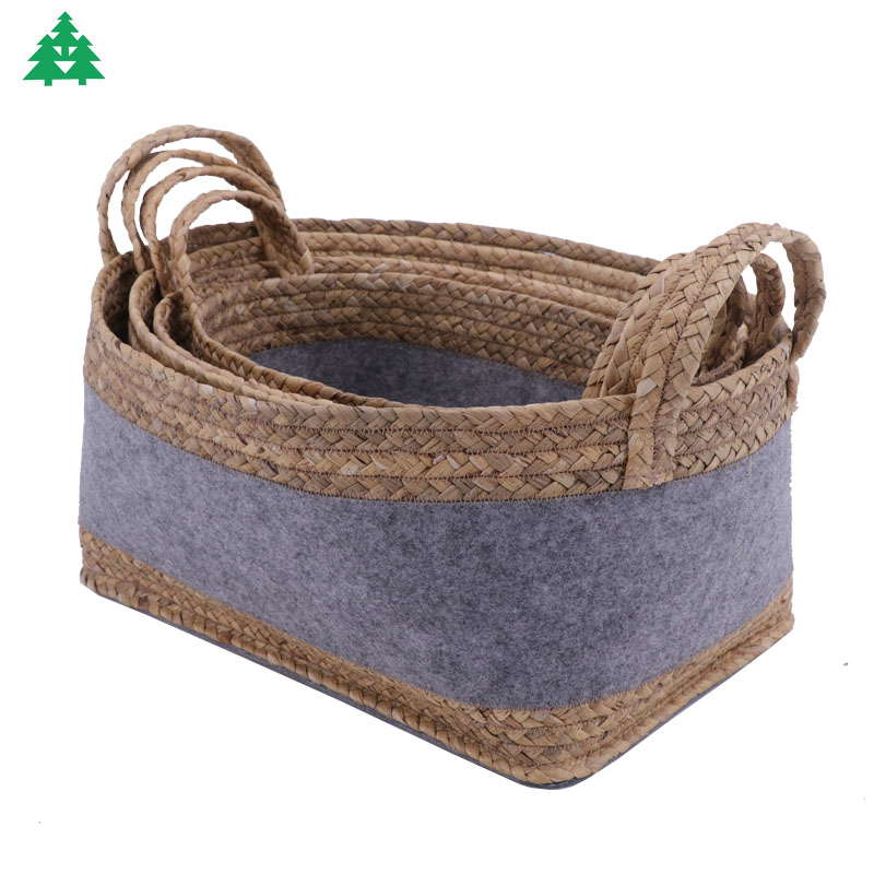 Storage basket, felt basket, felt basket with water hyacinth