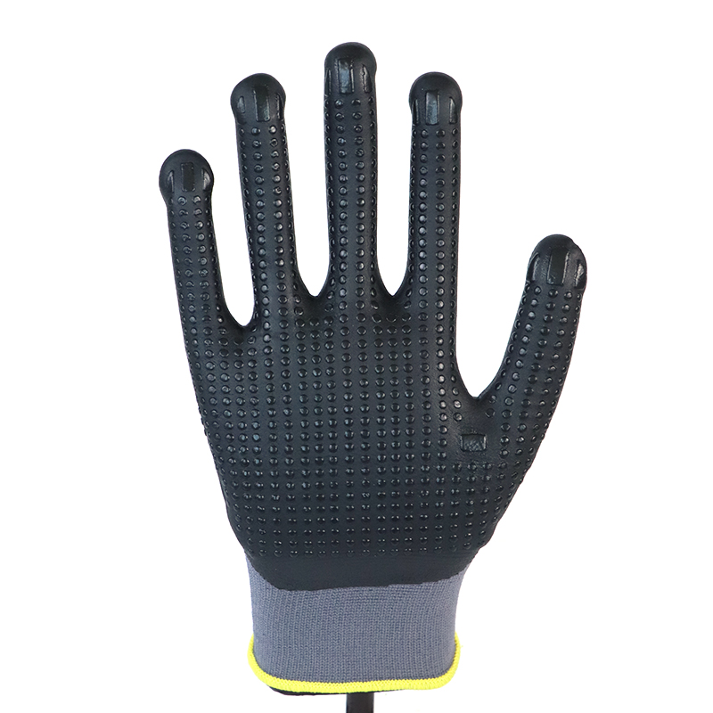 Glove Foam-15g Nylon And Spandex Shell Nitrile Coated, Ultrafine Foam Finish And Nitrile Dots Glove