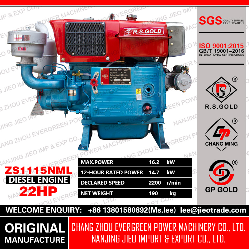 Air Cooled Diesel Engine Zs1115nml 22hp Agriculture Machine Powerful Manufacturer