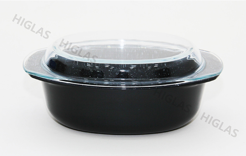 3.5l Oval Borosilicate Glass Non-Stick Coating Casserole With Lid