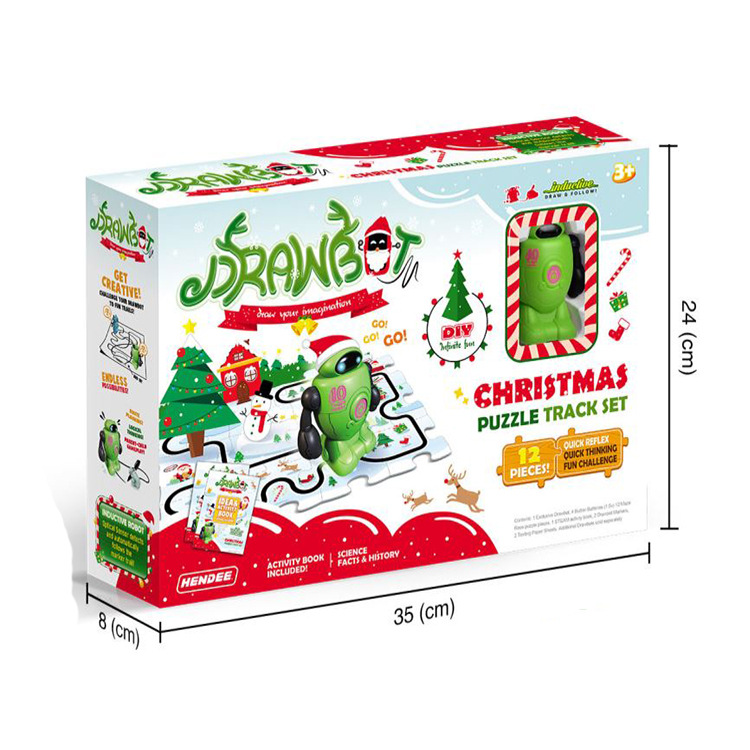 Christmas Toy Drawbot Line Tracker Robot Toy With Puzzles