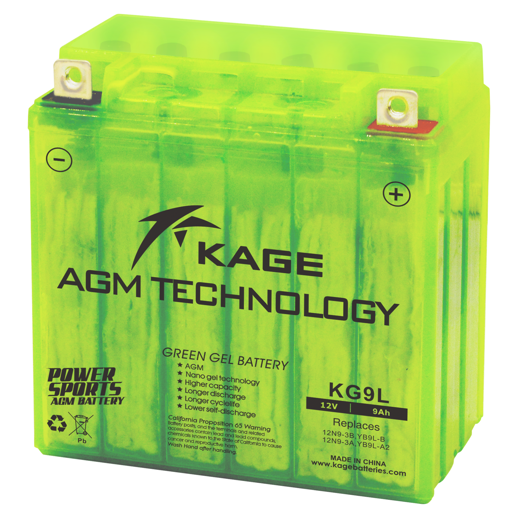Motorcycle battery KGZ9L Green Gel Battery